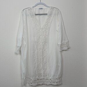 White beach coverup with crochet details size L